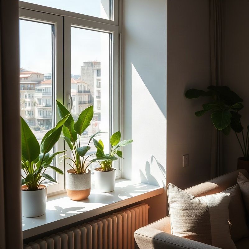 Apartamento mobiliado em Salvador com plantas verdes na janela